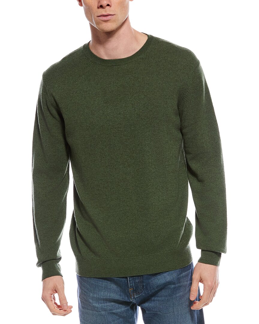 Forte Cashmere Classic Crew Cashmere Sweater In Green