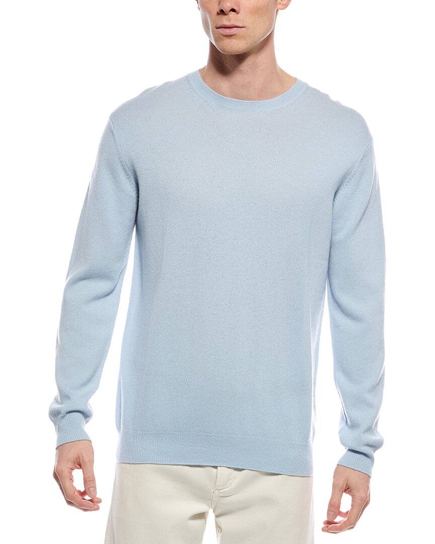 Forte Cashmere Classic Crew Cashmere Sweater In Blue