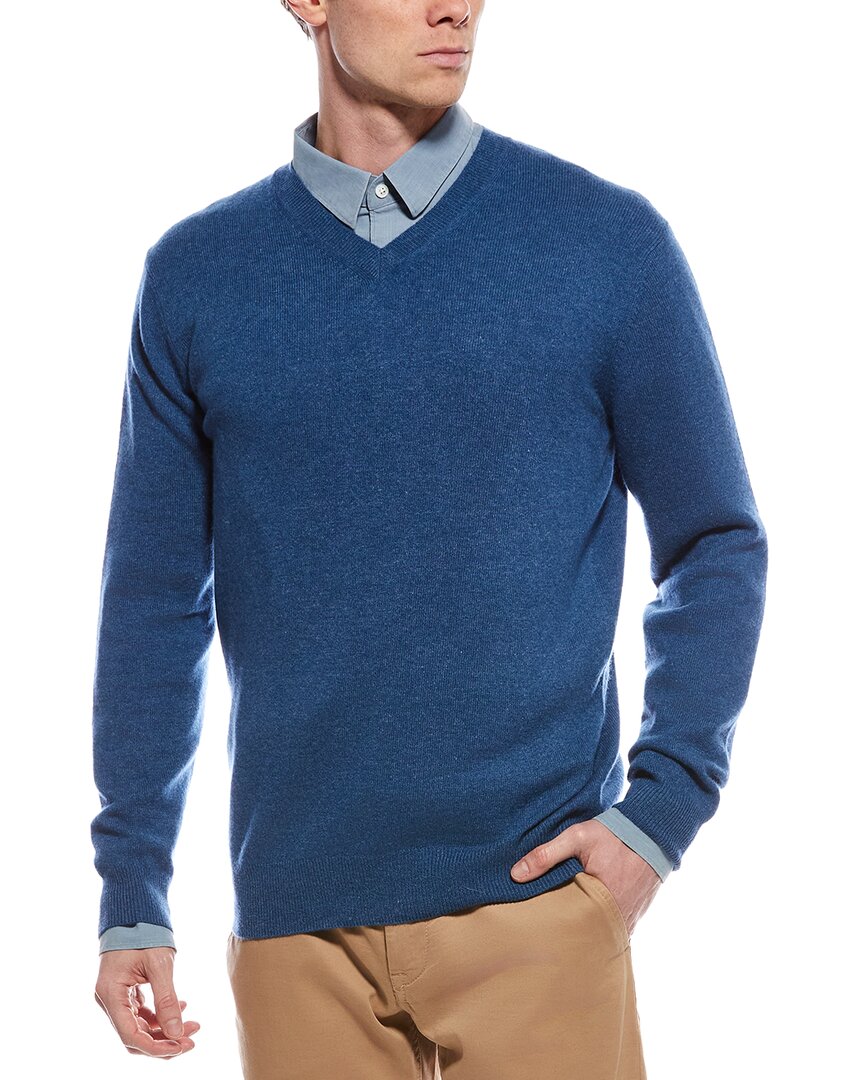Forte Cashmere V-neck Cashmere Sweater In Blue