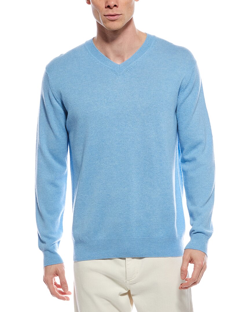 Forte Cashmere V-neck Cashmere Sweater In Blue