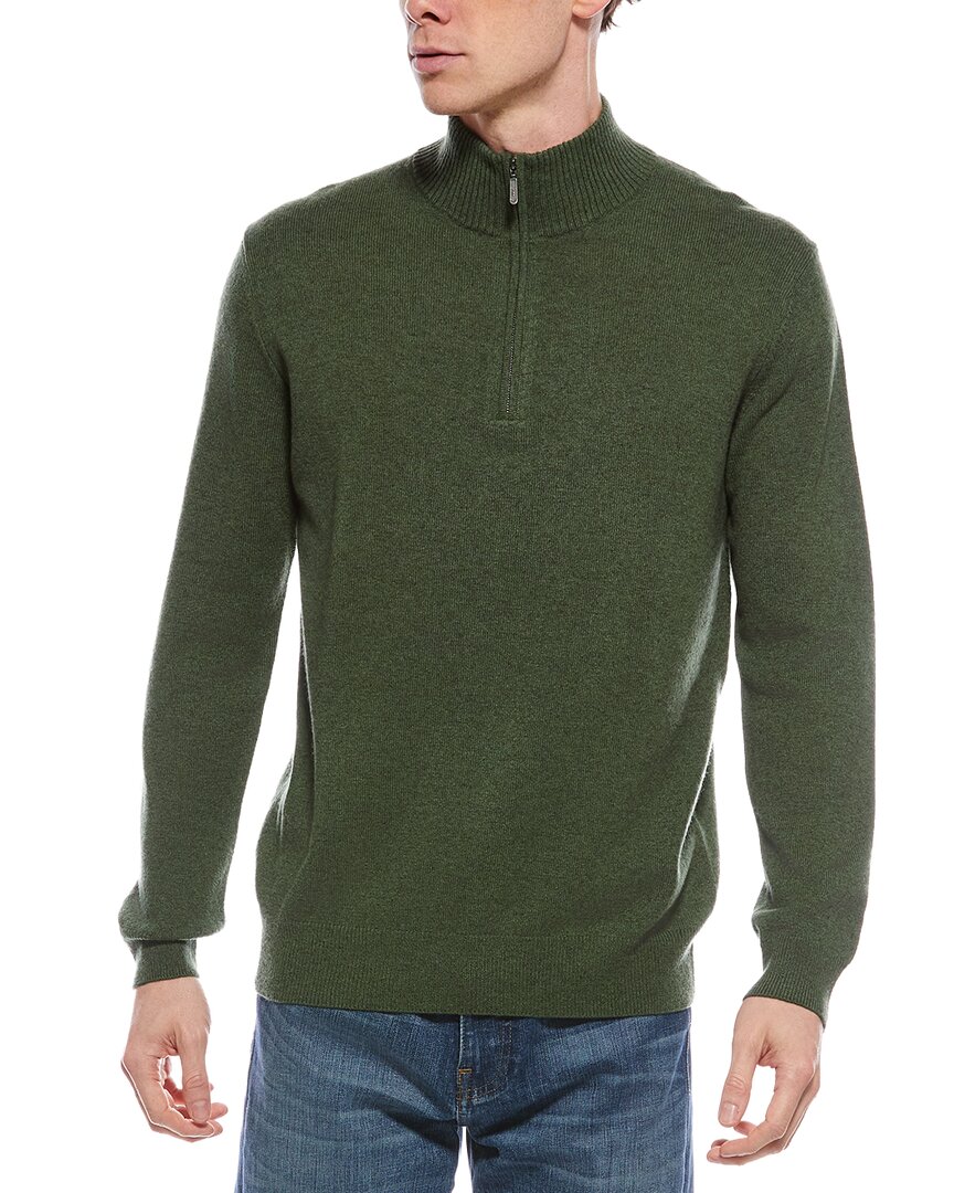 Forte Cashmere Mock Neck Cashmere 1/4-zip Sweater In Green