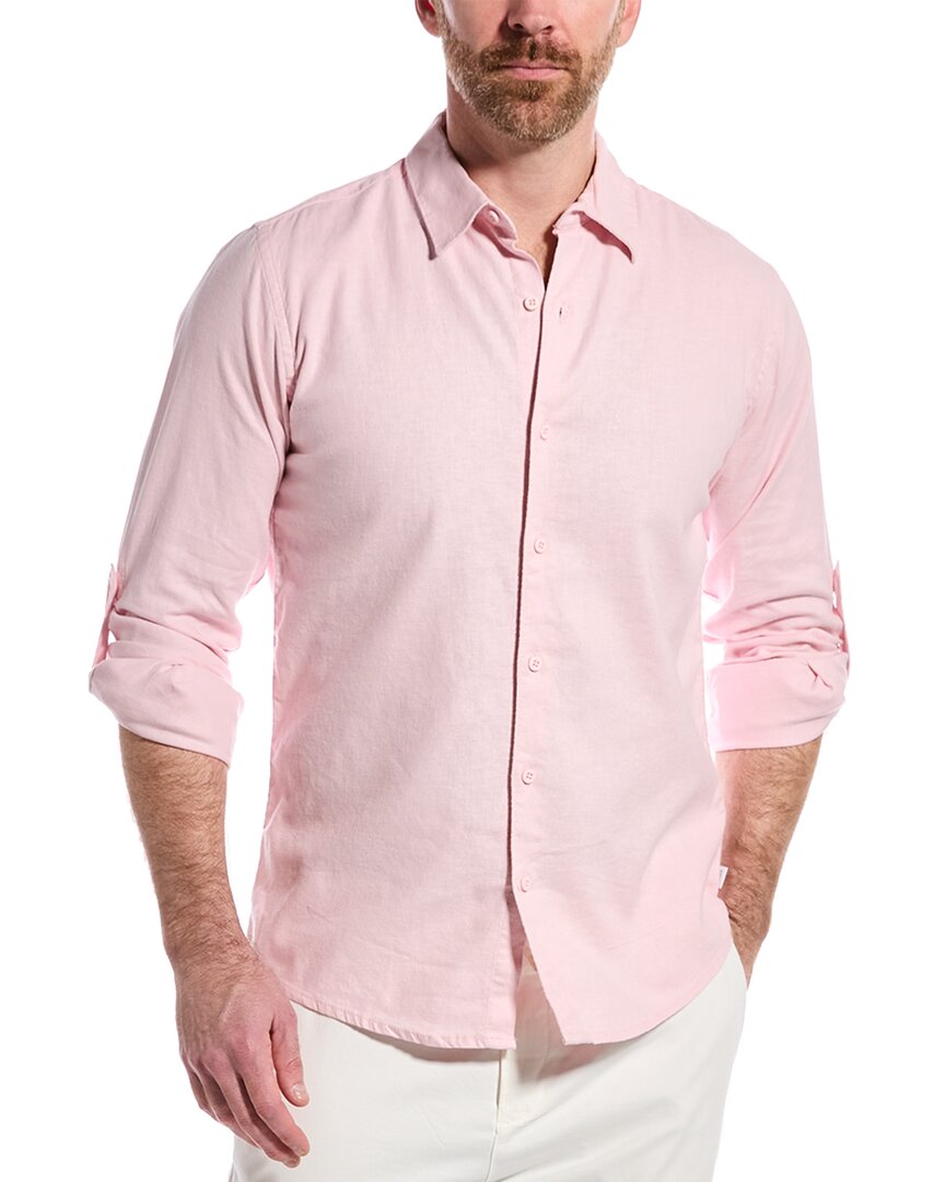 Onia Linen-blend Shirt In Pink
