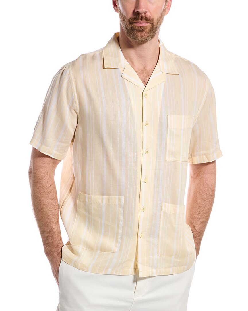 Onia Utility Linen-blend Camp Shirt In Yellow