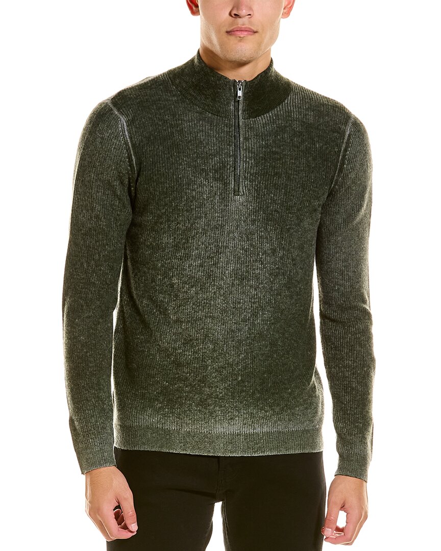 Autumn Cashmere Inked Shaker Wool & Cashmere-blend 1/4-zip In Green