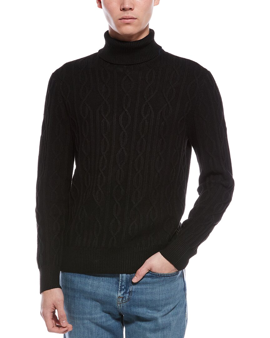 Paisley & Gray Chunky Wool-blend Turtleneck Sweater In Black