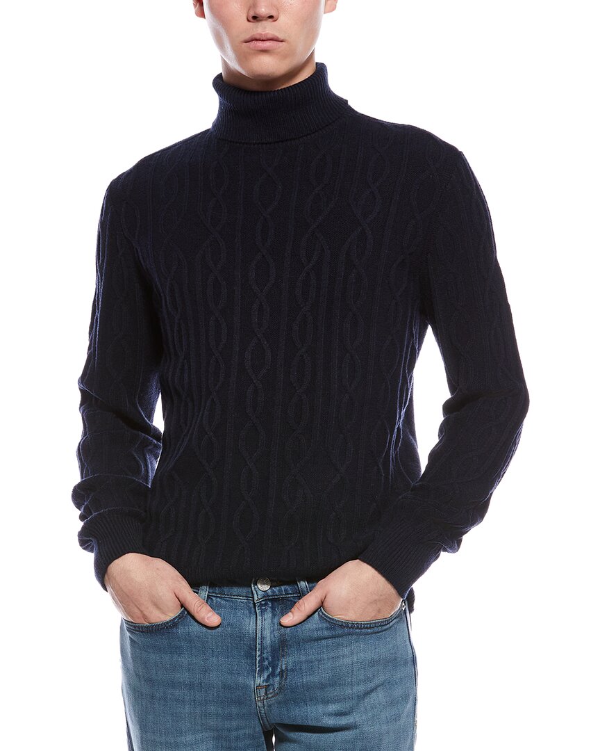 Paisley & Gray Chunky Wool-blend Turtleneck Sweater In Blue