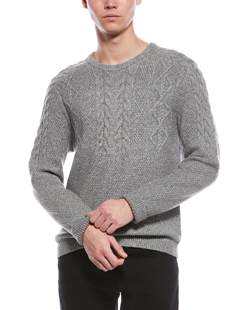 Paisley & Gray Cable Wool-blend Crewneck In Gray