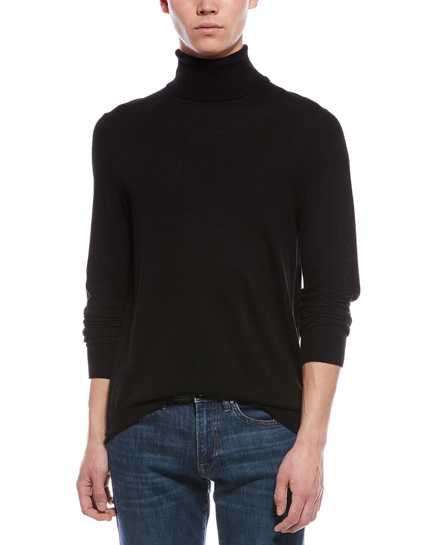 Paisley & Gray Chunky Wool-blend Turtleneck Sweater In Black