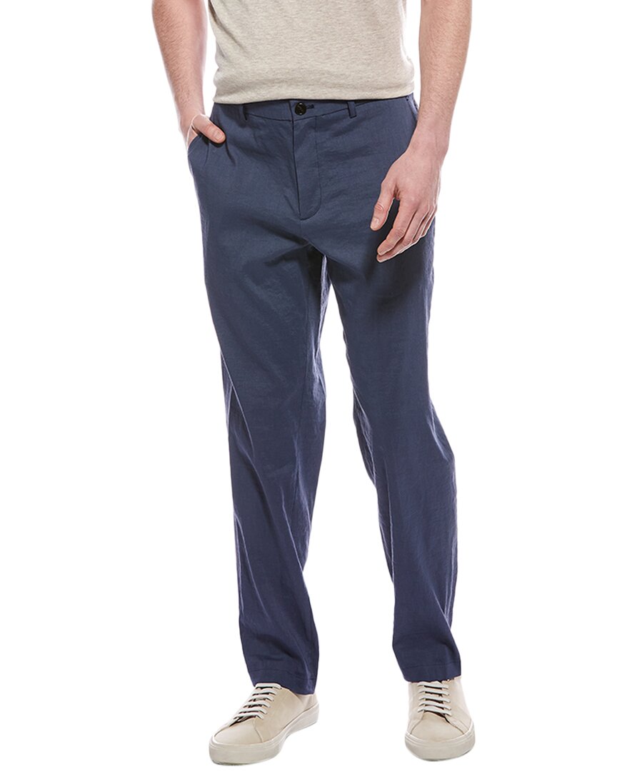 Theory Curtis Linen-blend Pant In Blue