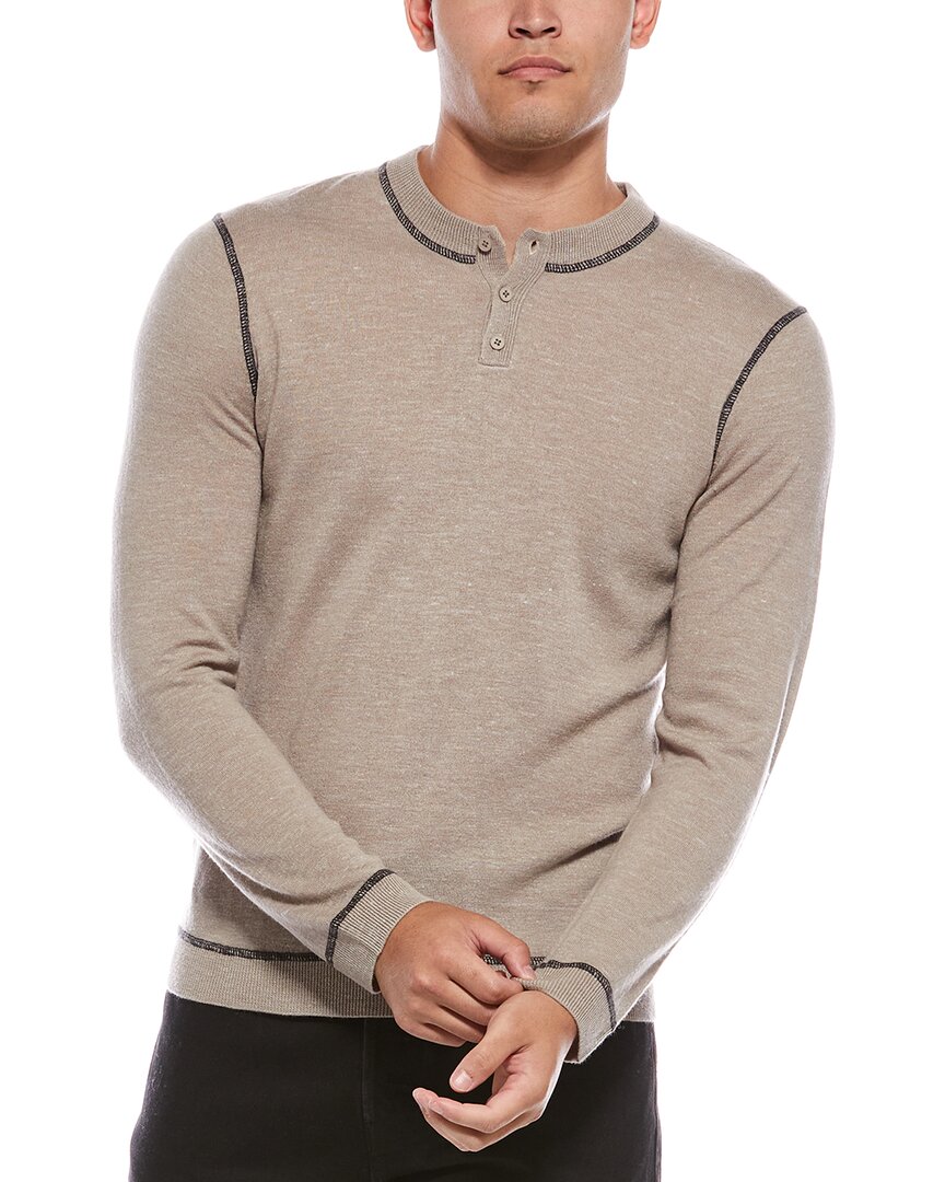 Autumn Cashmere Wool & Linen-blend Henley Shirt In Neutral