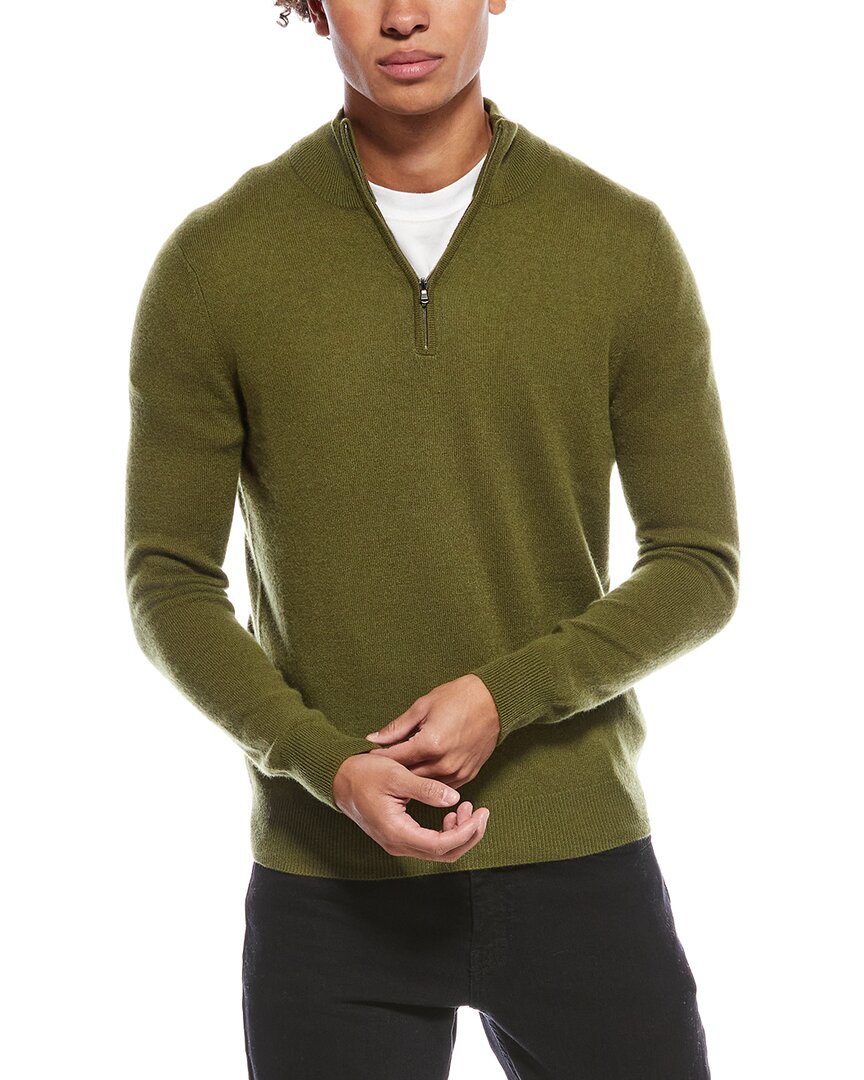 Phenix Cashmere 1/4-zip Mock Sweater In Green