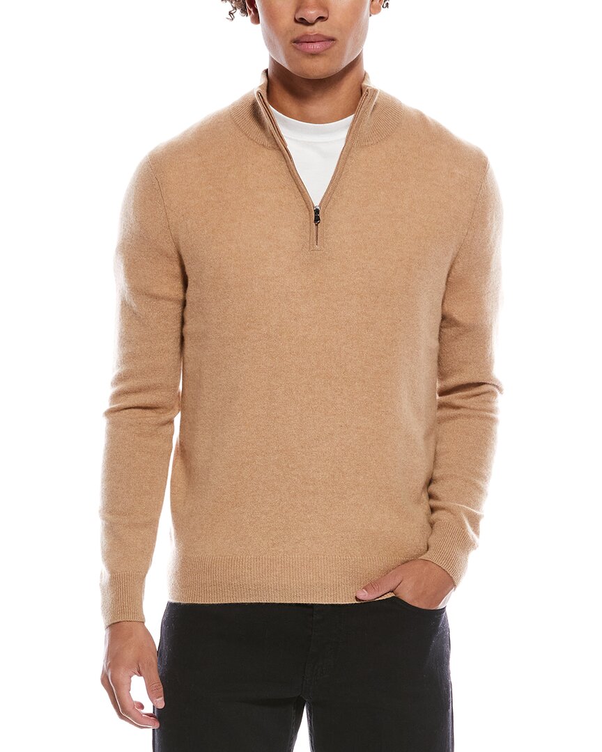 Phenix Cashmere 1/4-zip Mock Sweater In Brown