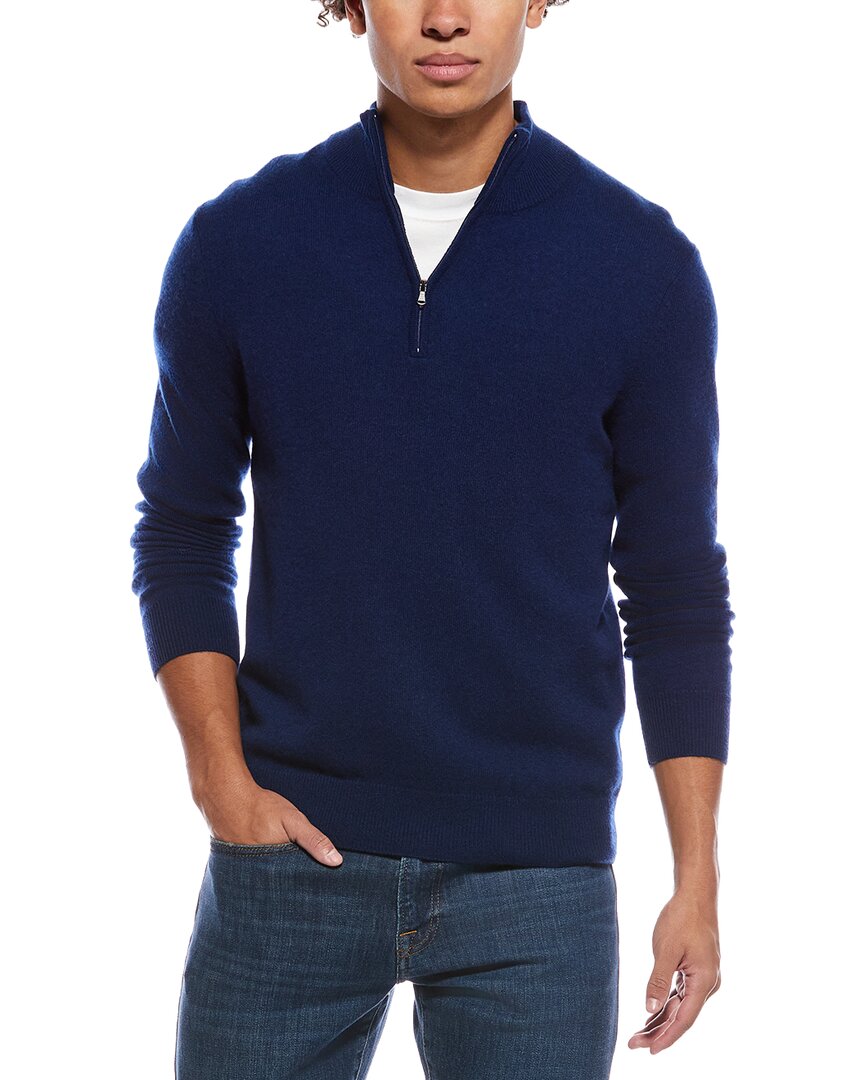 Phenix Cashmere 1/4-zip Mock Sweater In Blue