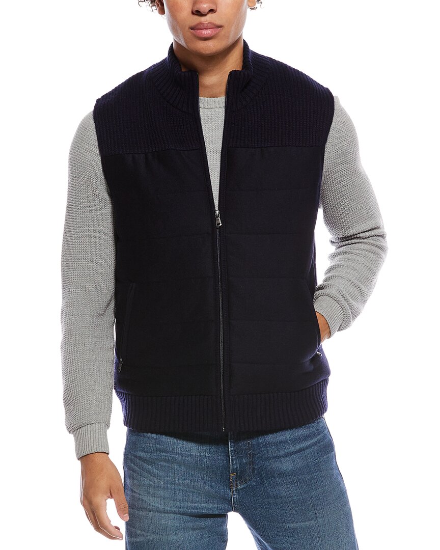 Amicale Cashmere Channel Quilted Wool & Cashmere-blend Sweater Vest In Black