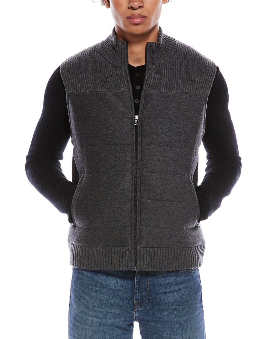 Amicale Cashmere Channel Quilted Wool & Cashmere-blend Sweater Vest In Gray