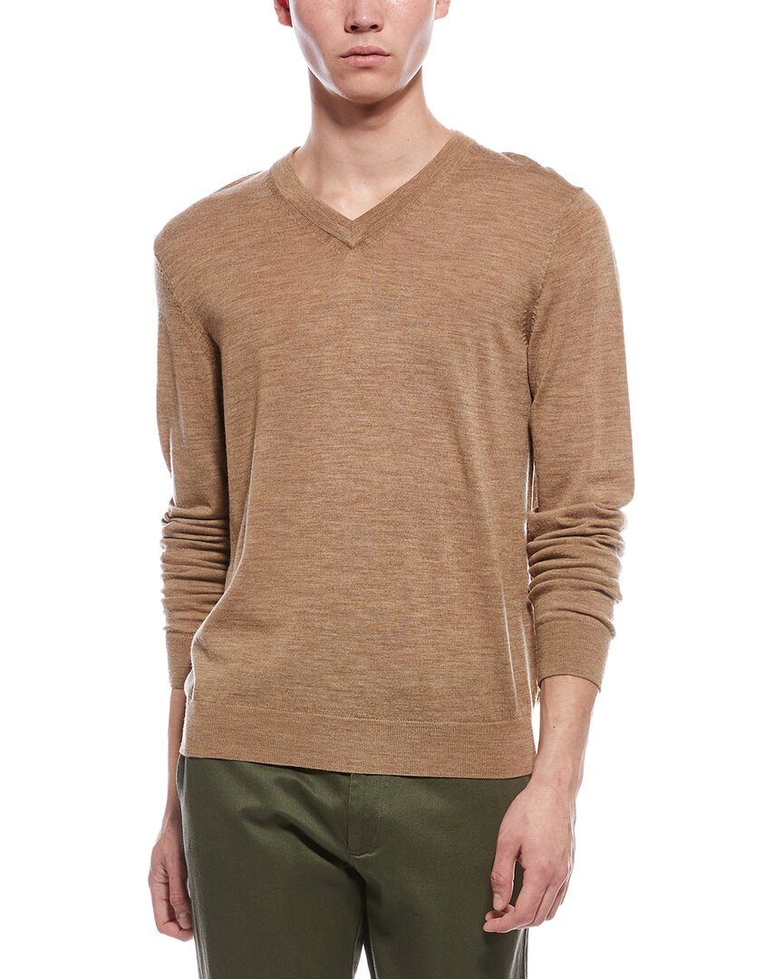 Bruno Magli Merino Wool Crewneck Sweater In Brown