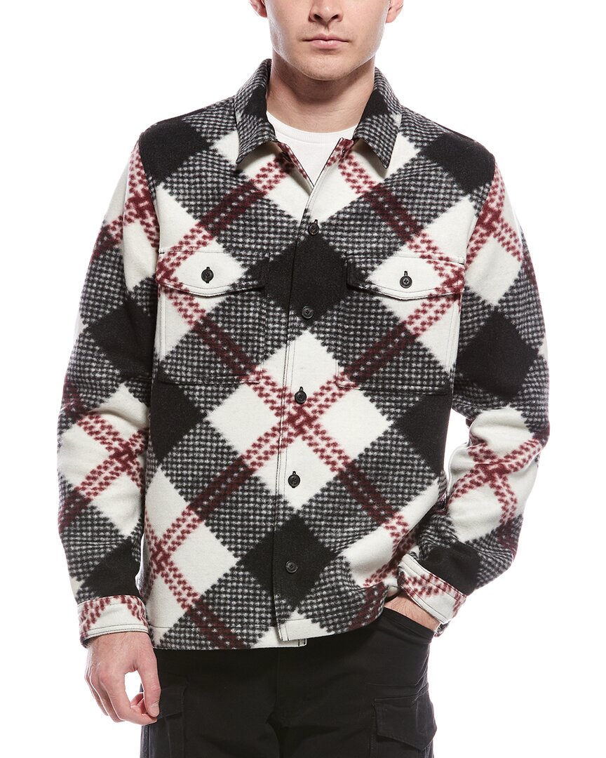 Hugo Boss Hugo Enalu Diamond Plaid Fleece Shirt Jacket In Black