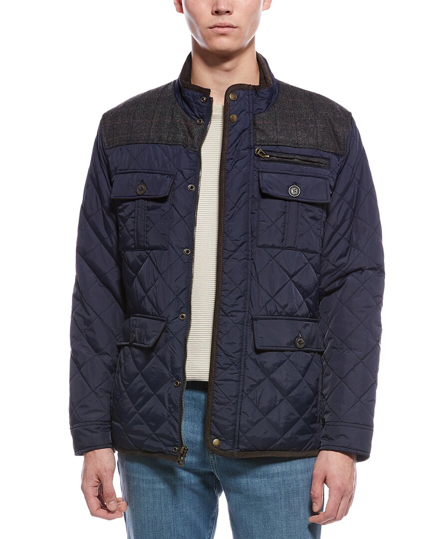Cole Haan Diamond Quilt Barn Jacket In Blue