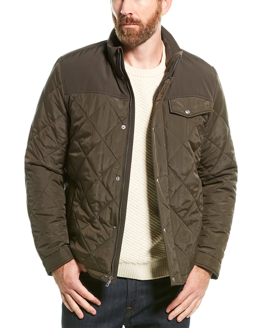 Cole Haan Signature Diamond Quilted Mixed Media Jacket In Multi