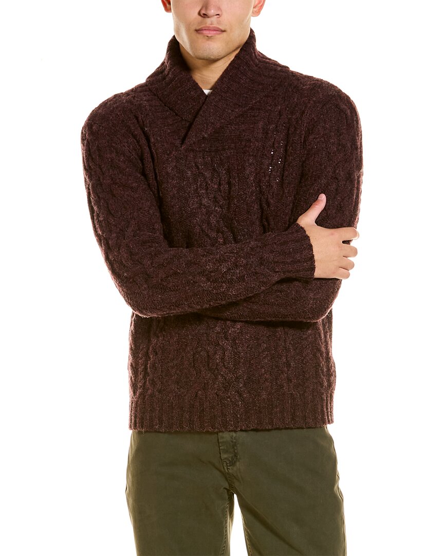 Loft 604 Shawl Collar Mix Pattern Wool Pullover In Red