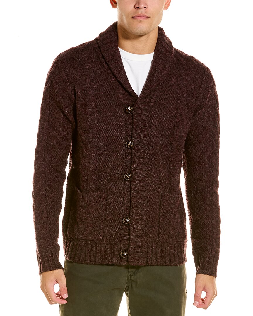 Loft 604 Shawl Collar Cable Wool Cardigan In Red