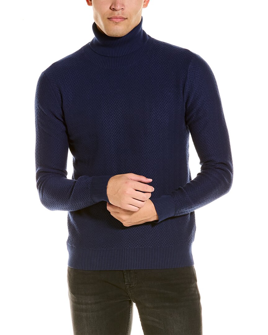 Loft 604 Herringbone Turtleneck Pullover In Blue
