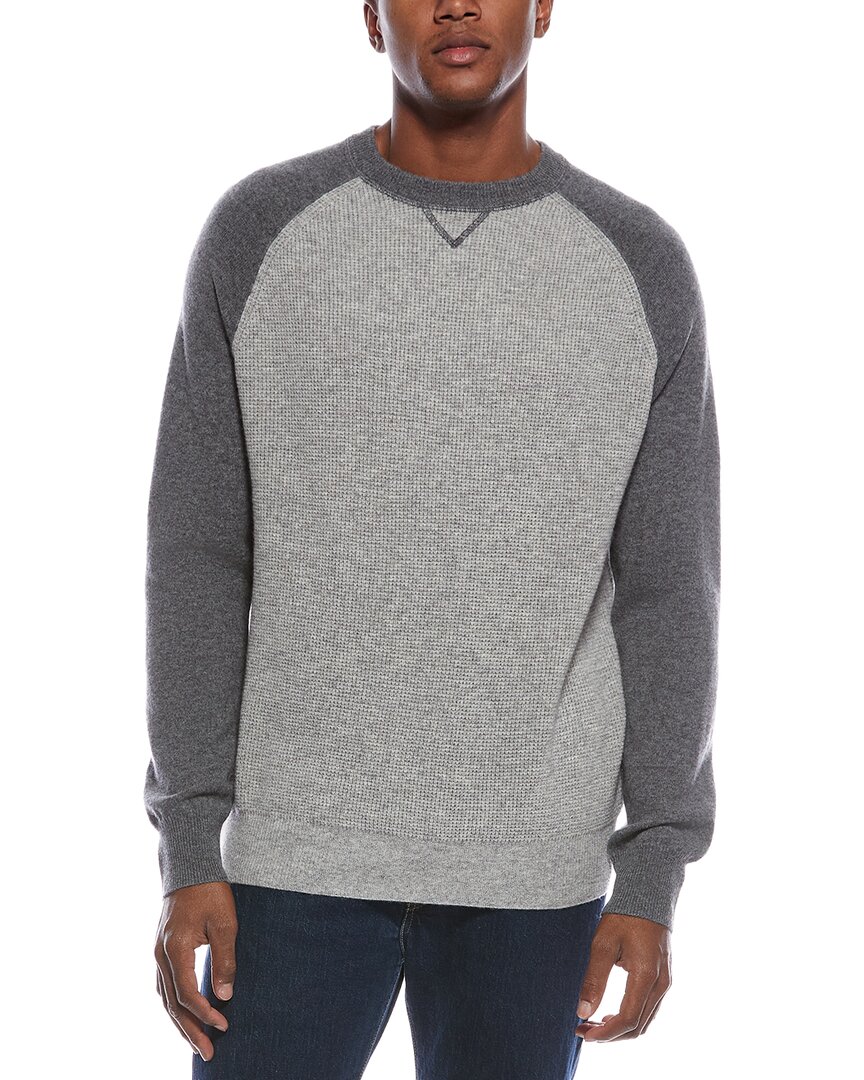 Kier + J Raglan Colorblocked Wool & Cashmere-blend Crewneck Sweater In Gold