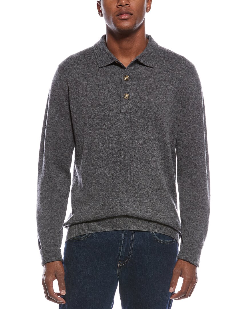 Kier + J Mixed Stitch Wool & Cashmere-blend Polo Sweater In Gray