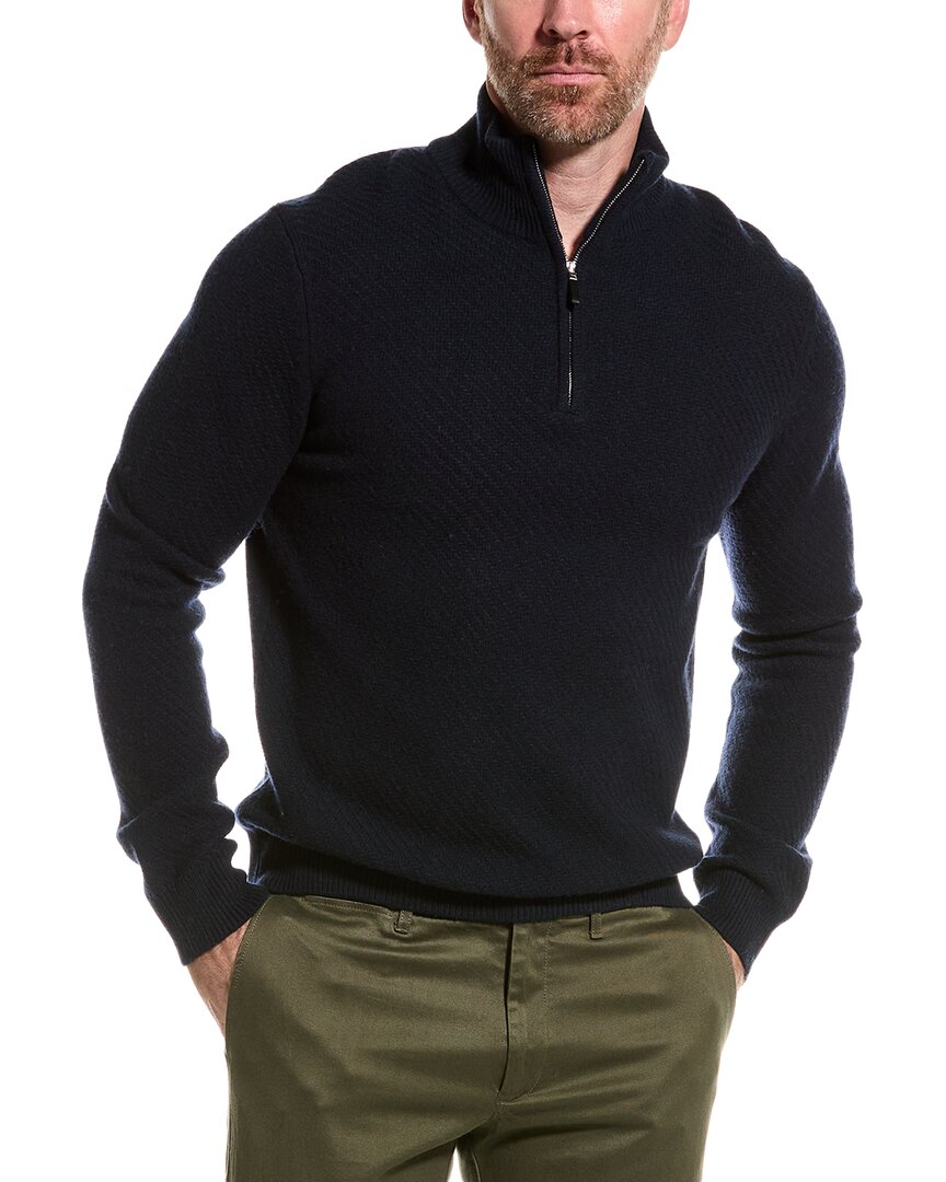 Reiss Tempo Half Zip Texture Top In Blue
