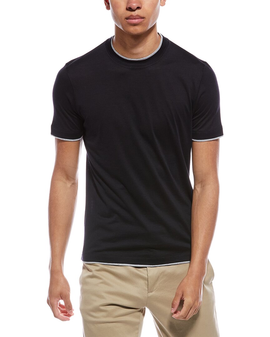 Brunello Cucinelli Men Faux Layering T-shirt In Black