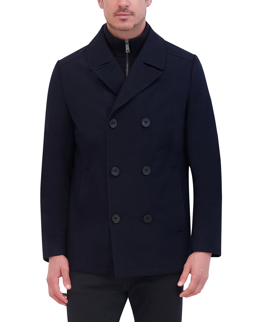 Kenneth Cole Classic Wool-blend Peacoat In Blue