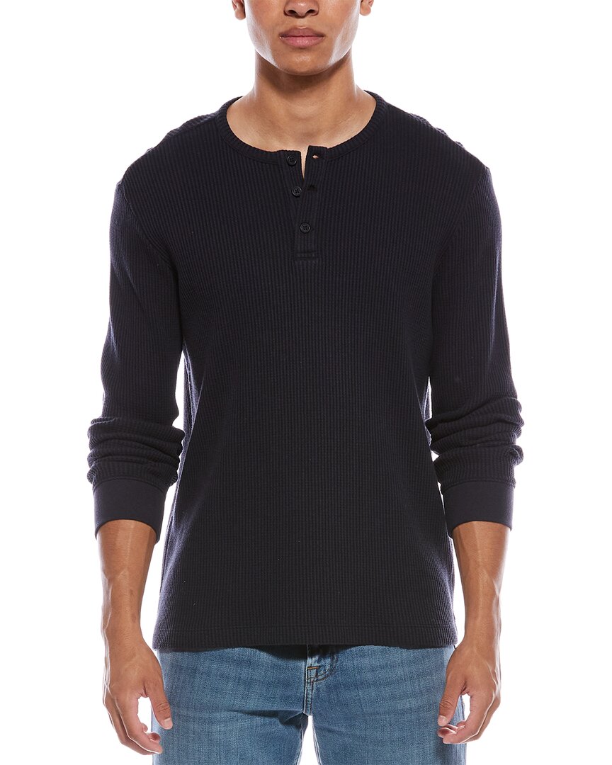 Vince Chunky Waffle Henley In Blue