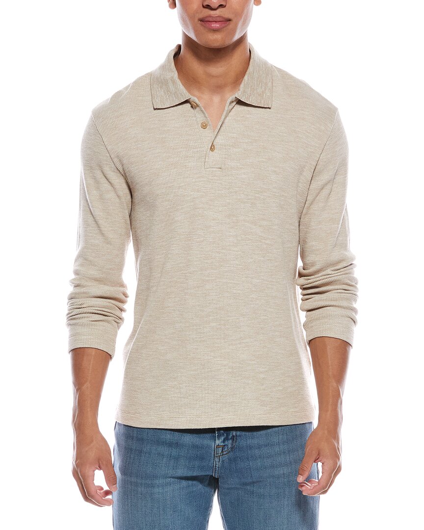 Vince Sunfaded Thermal Polo Sweater In Gray