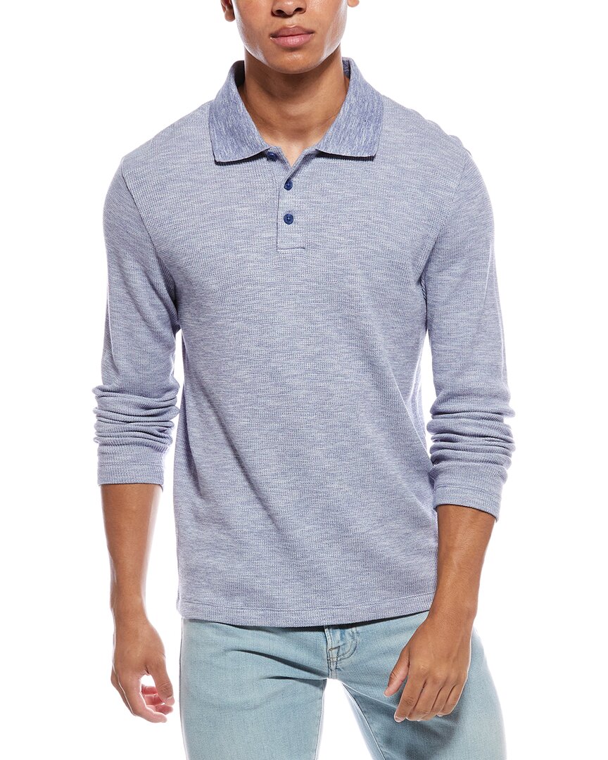 Vince Sunfaded Thermal Polo Sweater In Gray