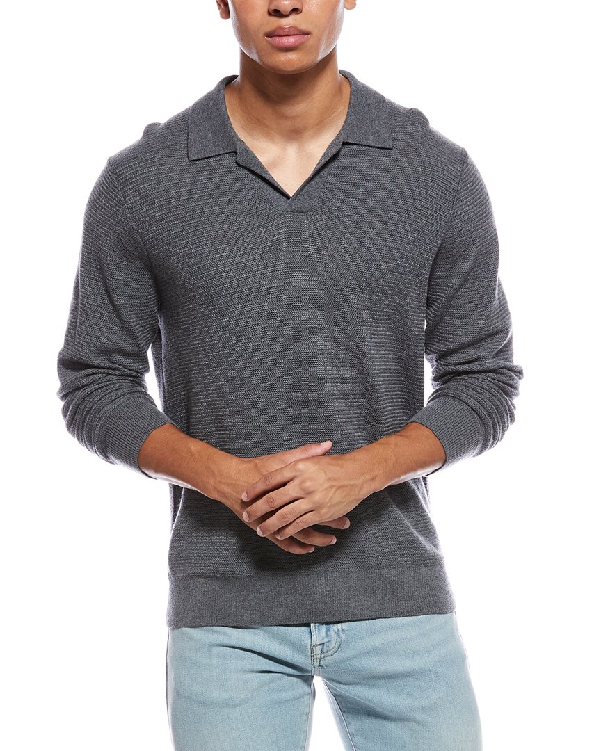 Vince Wool Johnny Collar Sweater In Gray