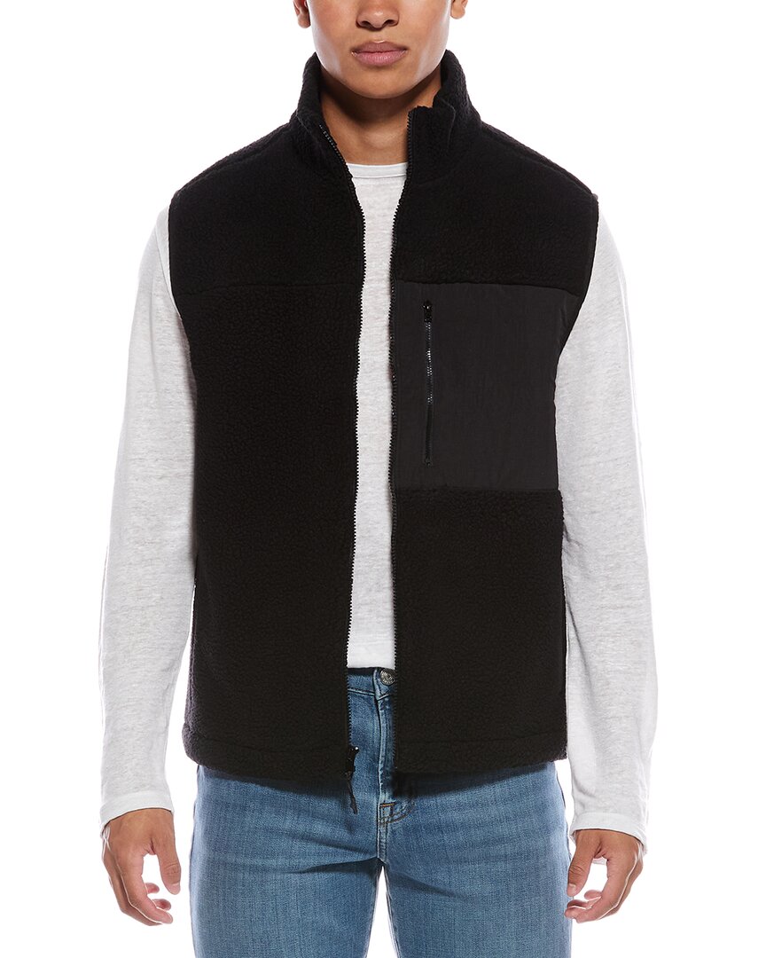 Vince Teddy Fleece Vest In Black