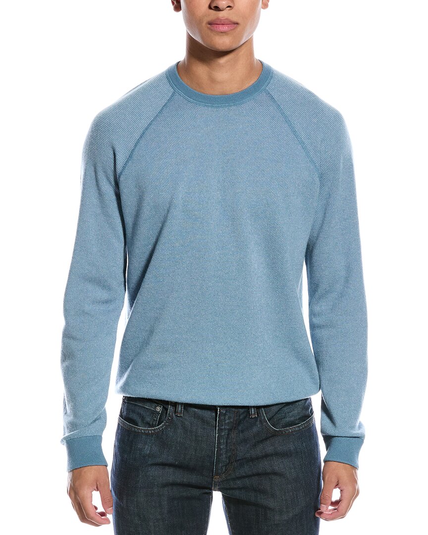 Vince Birdseye Raglan Wool & Cashmere-blend Crewneck Pullover In Blue
