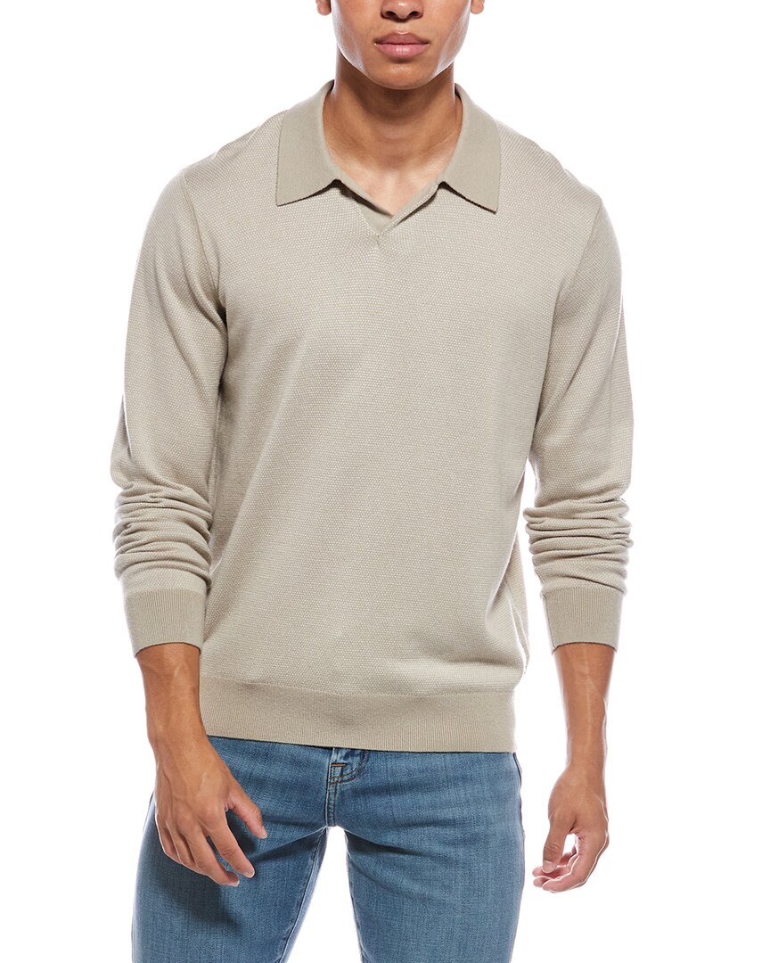 Vince Birdseye Wool & Cashmere-blend Johnny Collar Sweater In Gray