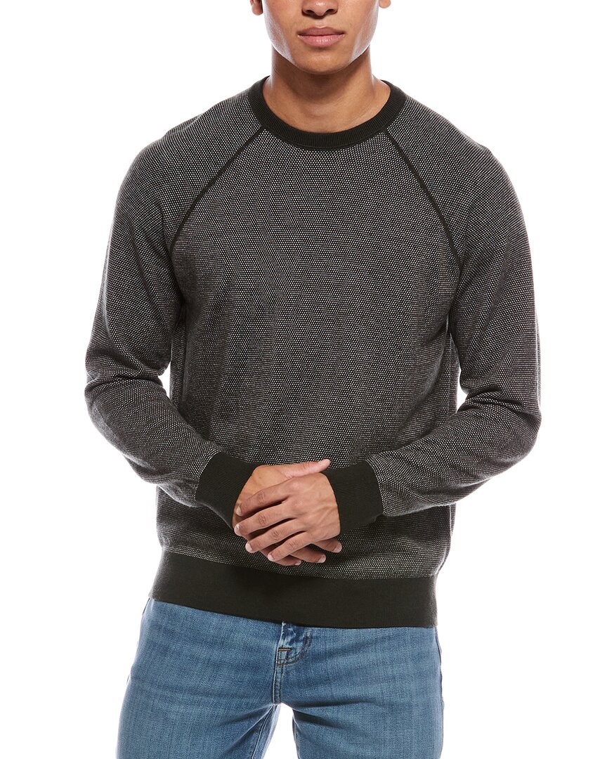 Vince Birdseye Raglan Wool & Cashmere-blend Crewneck Sweater In Black