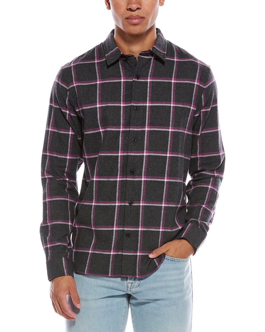 Vince Brushed Flannel Shirt In Black