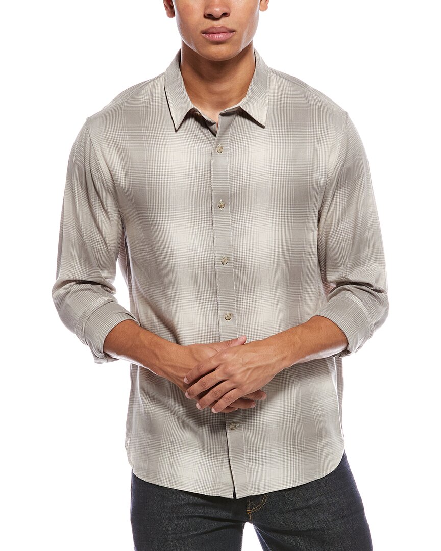Vince Forest Shadow Plaid Shirt In Gray