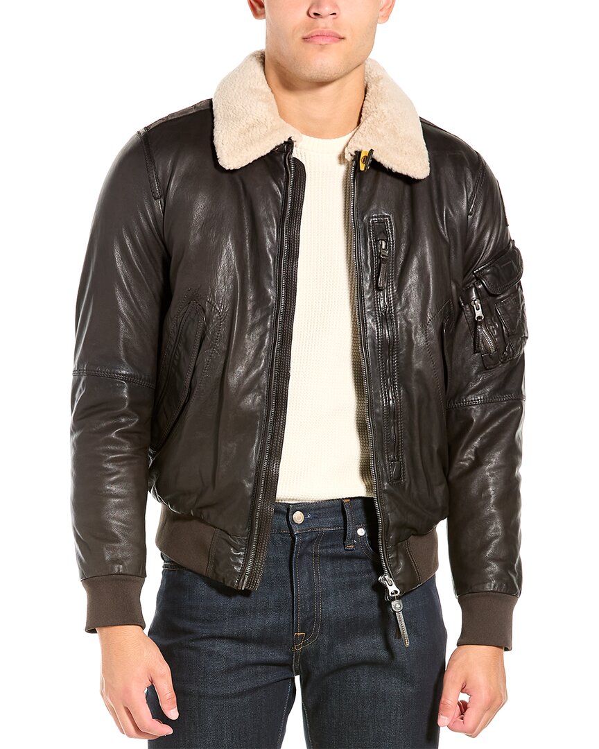 Parajumpers Josh Leather Bomber Jacket In Brown ModeSens