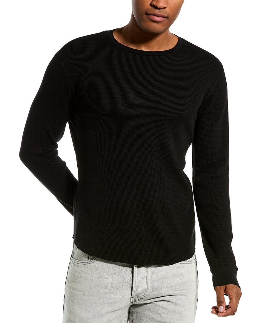 Vince Regular Fit Long Sleeve Thermal Top In Black