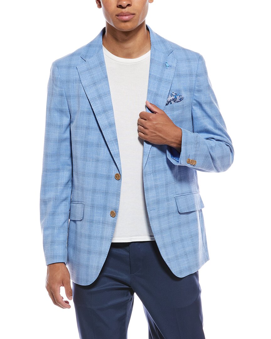 Tailorbyrd Shadow Plaid Sport Coat In Blue