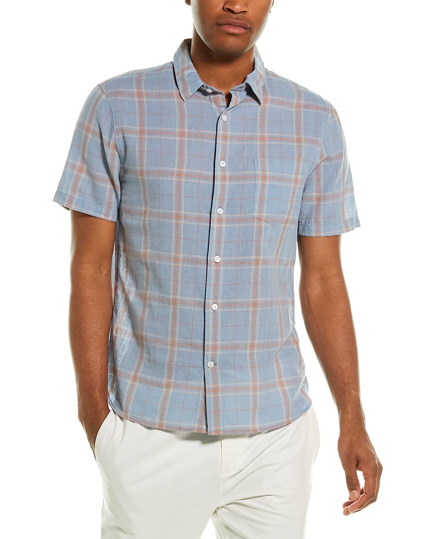 Shop Vince Classic Fit Linen-blend Woven Shirt