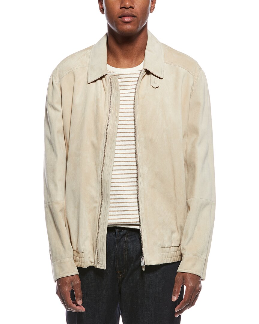 Brunello Cucinelli Leather Jacket In Neutral