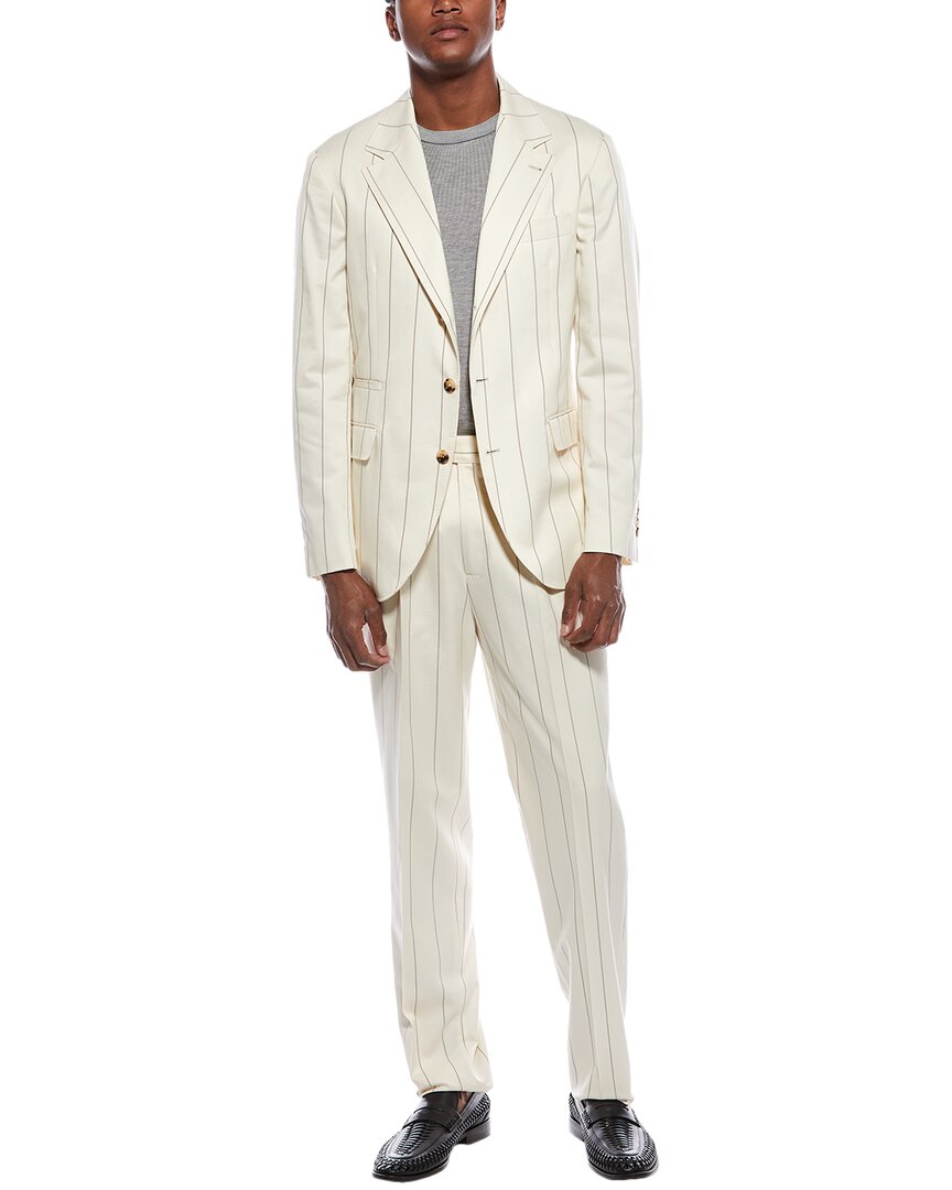 Brunello Cucinelli 2pc Wool-blend Suit With Pleated Pant In Neutral
