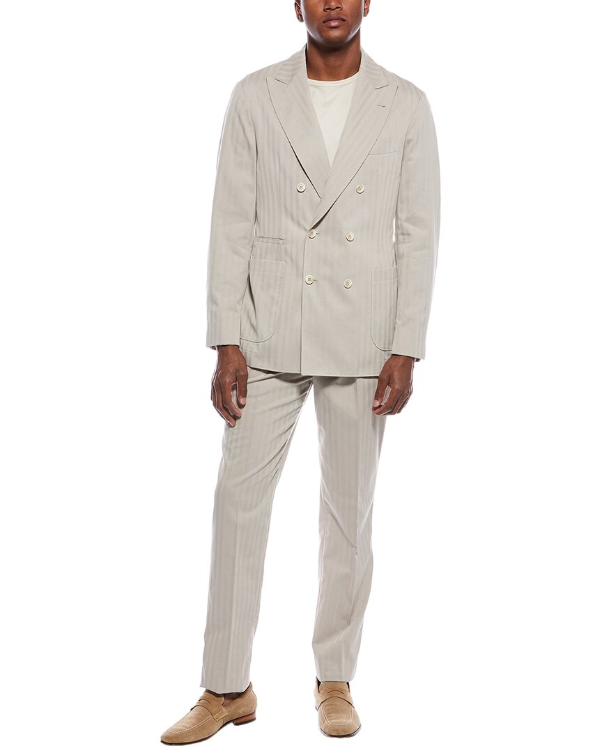 Brunello Cucinelli 2pc Silk-blend Suit With Pleated Pant In Neutral