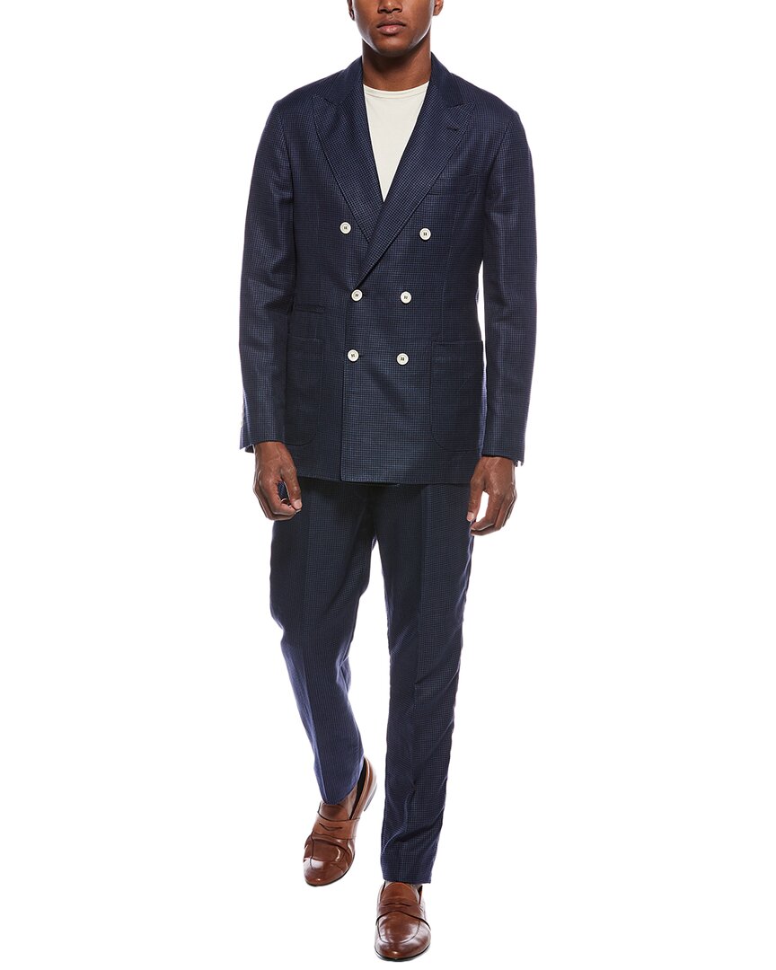 Brunello Cucinelli 2pc Wool Suit With Pleated Pant In Blue