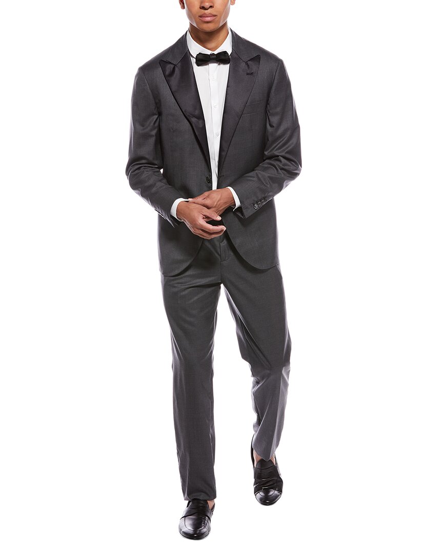 Brunello Cucinelli 2pc Wool & Silk-blend Suit With Flat Front Pant In Black